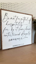 Be not forgetful Hebrews 13:2 sign modern decor