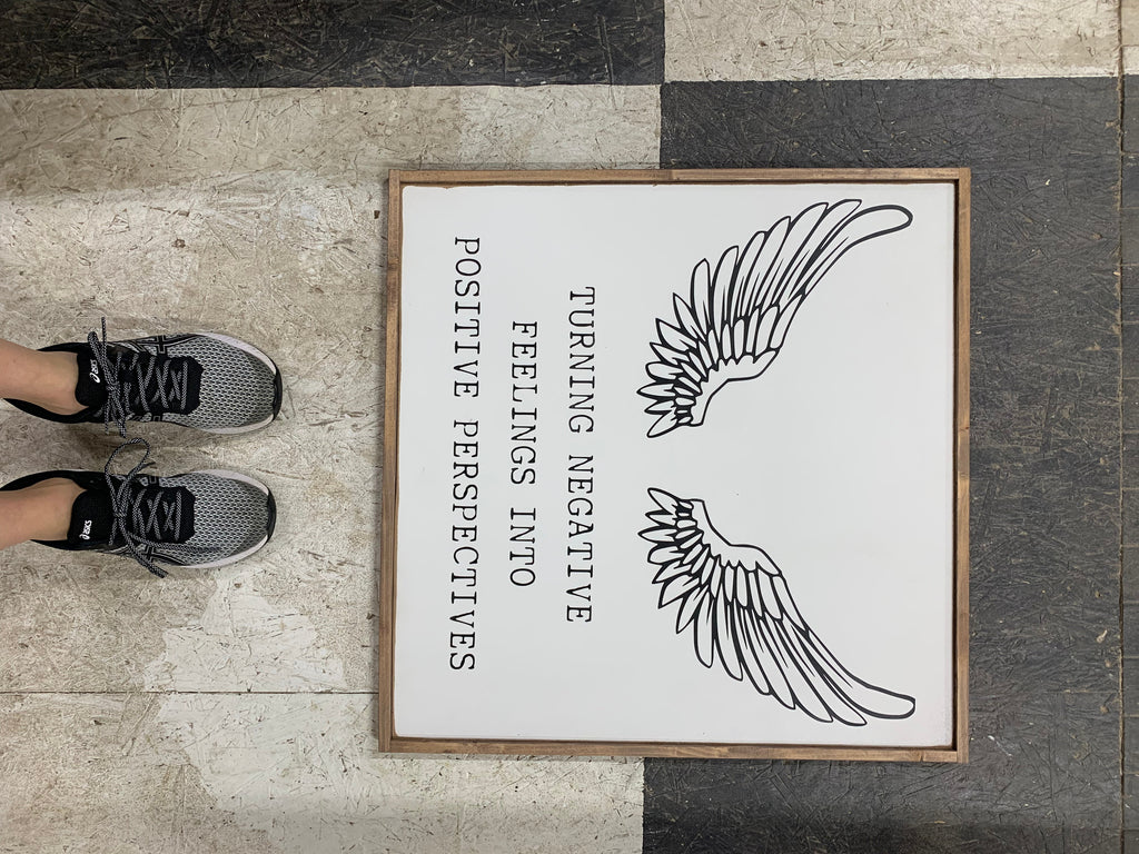 Wings turning negative wood sign/ Christian sign / Christian Gift / framed wood sign / farmhouse sign modern decor