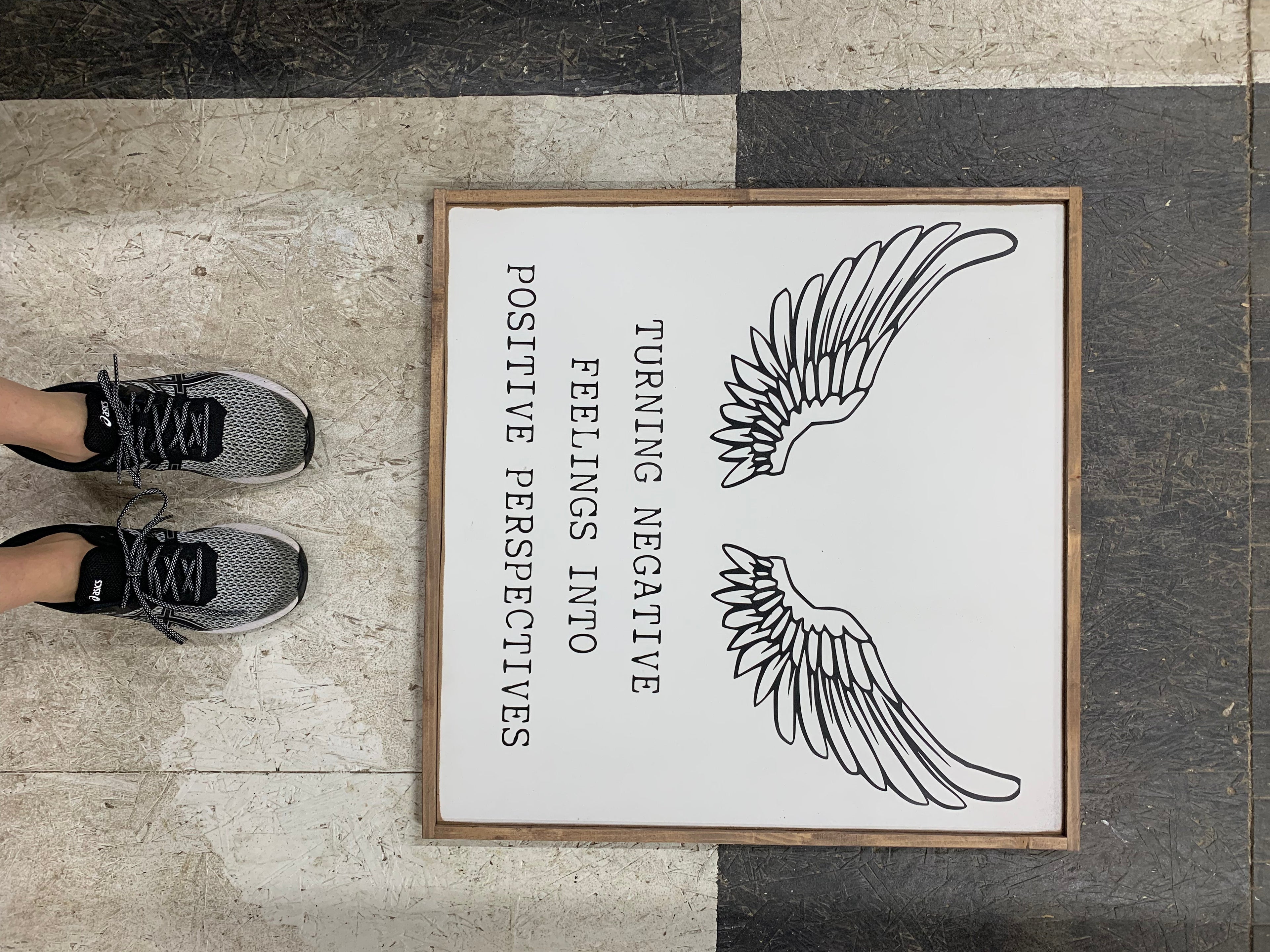 Wings turning negative wood sign/ Christian sign / Christian Gift / framed wood sign / farmhouse sign modern decor