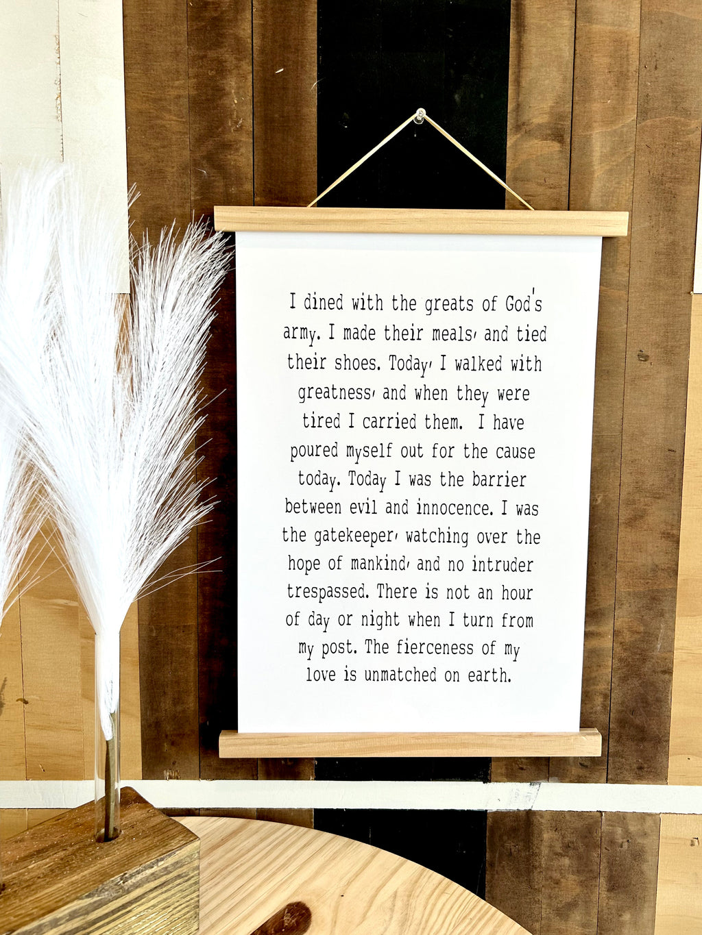 Large wall art / Signs / wall hanging / inspirational quotes / home decor /I dined with the greats of God's army today. Framed wood sign