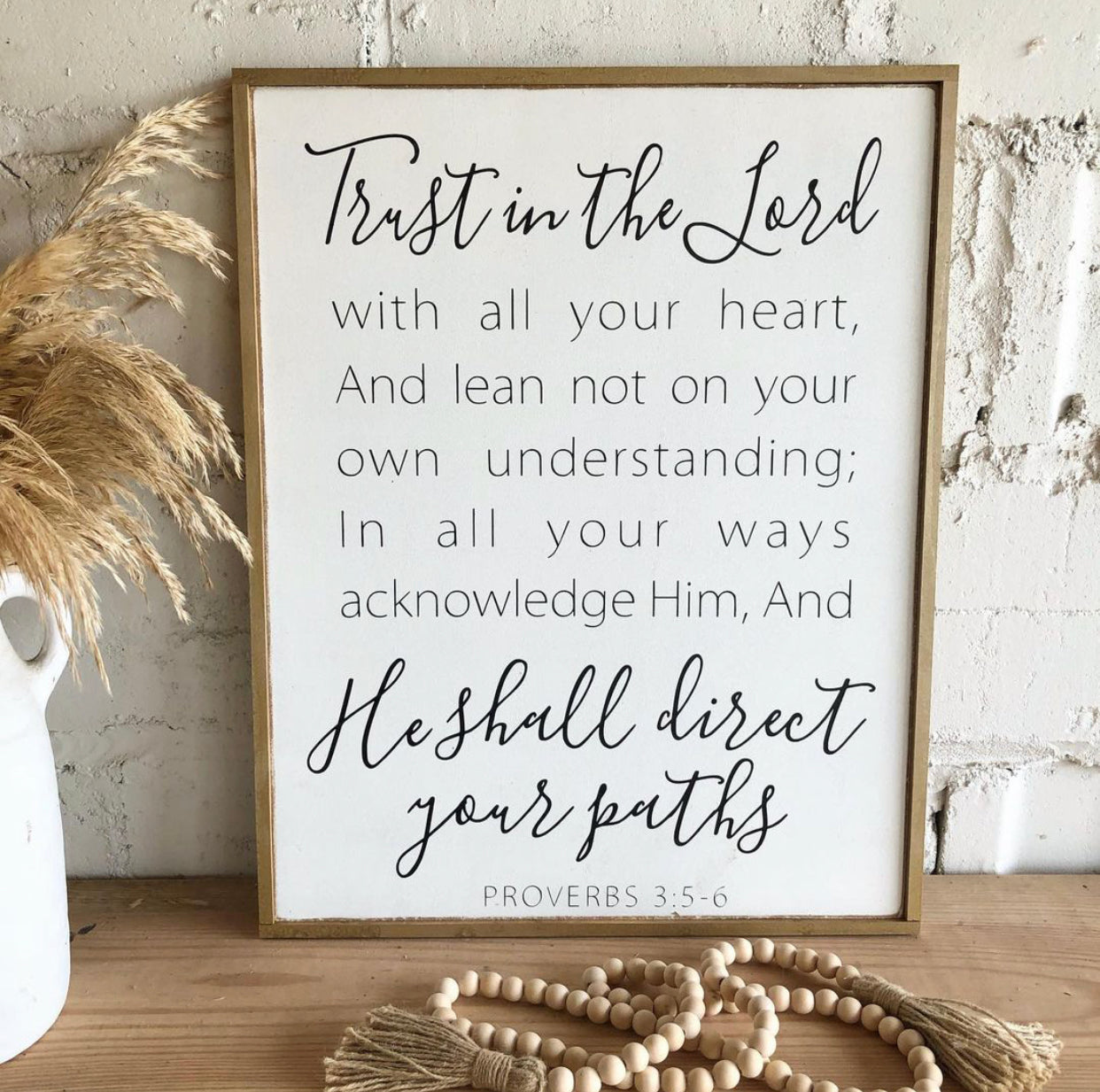 Trust in the Lord framed wooden sign / Large wall art / Home decor / wall hanging / inspirational quotes / wood art / Scripture sign