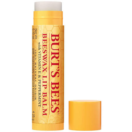 Burt's Bees Original Lip Balm stick in yellow tube with orange cap, 0.15 oz