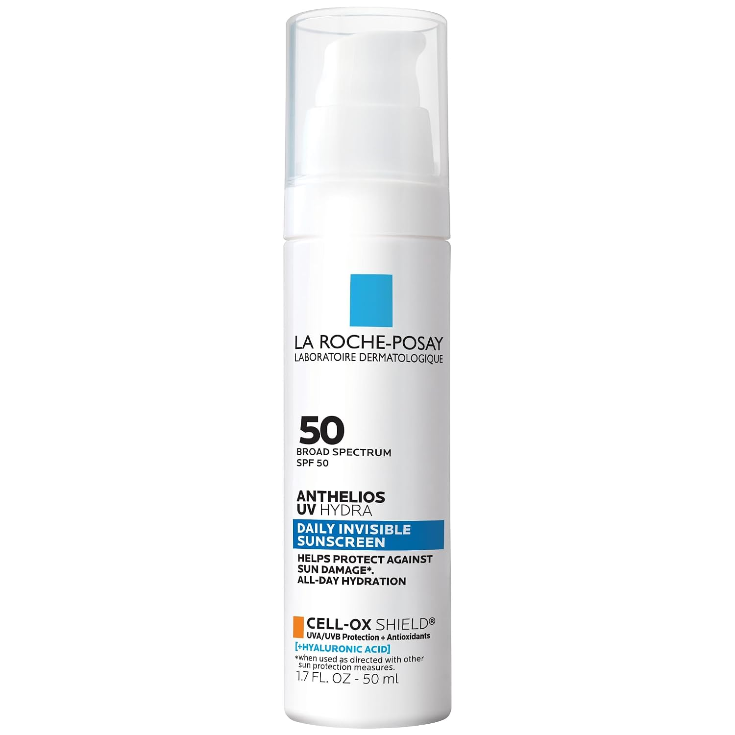 La Roche-Posay Anthelios sunscreen bottle with pump, SPF 50, 1.7 fl oz