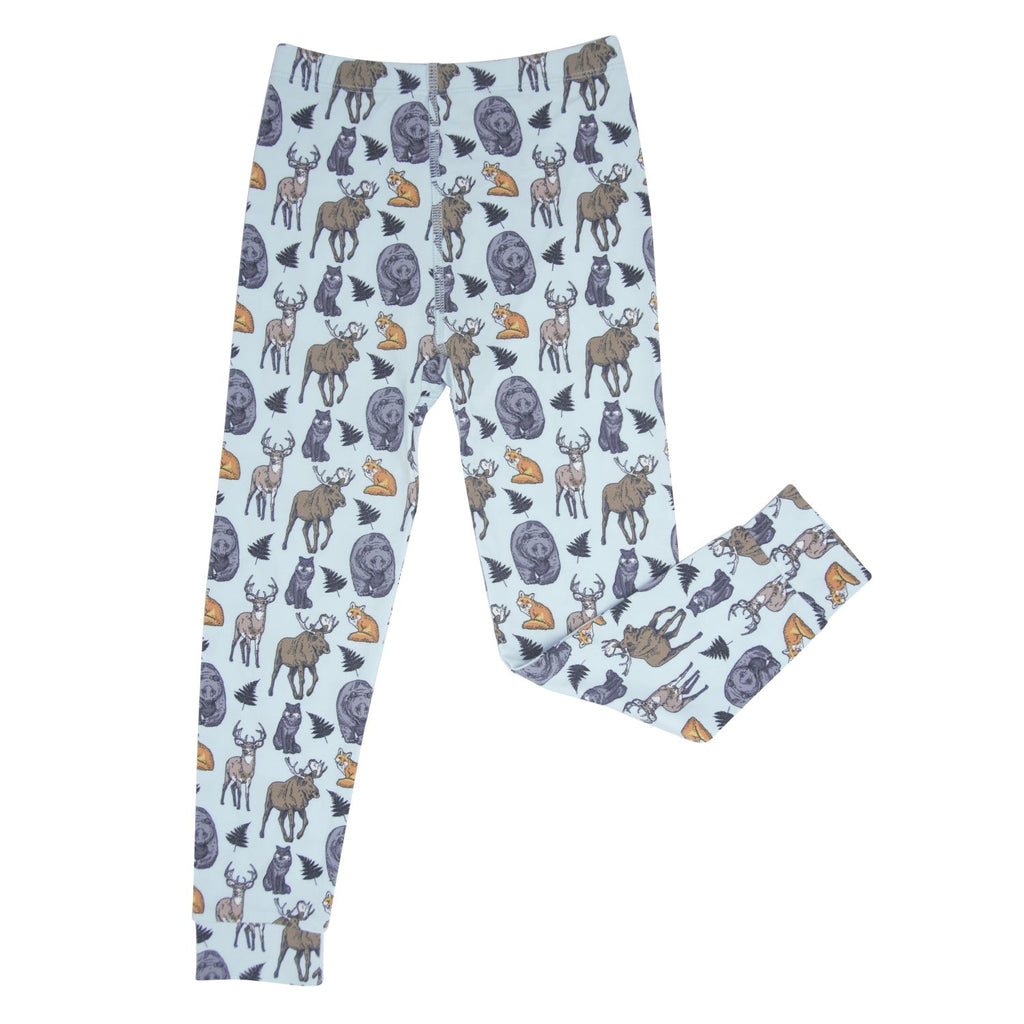 Kids pajama pants in light blue with allover animal print