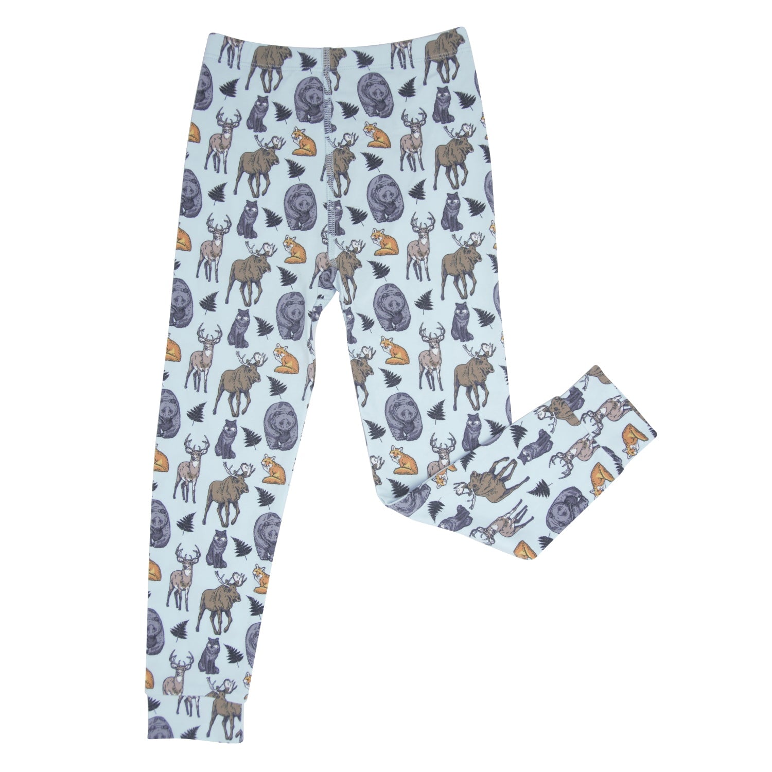 Kids pajama pants in light blue with allover animal print