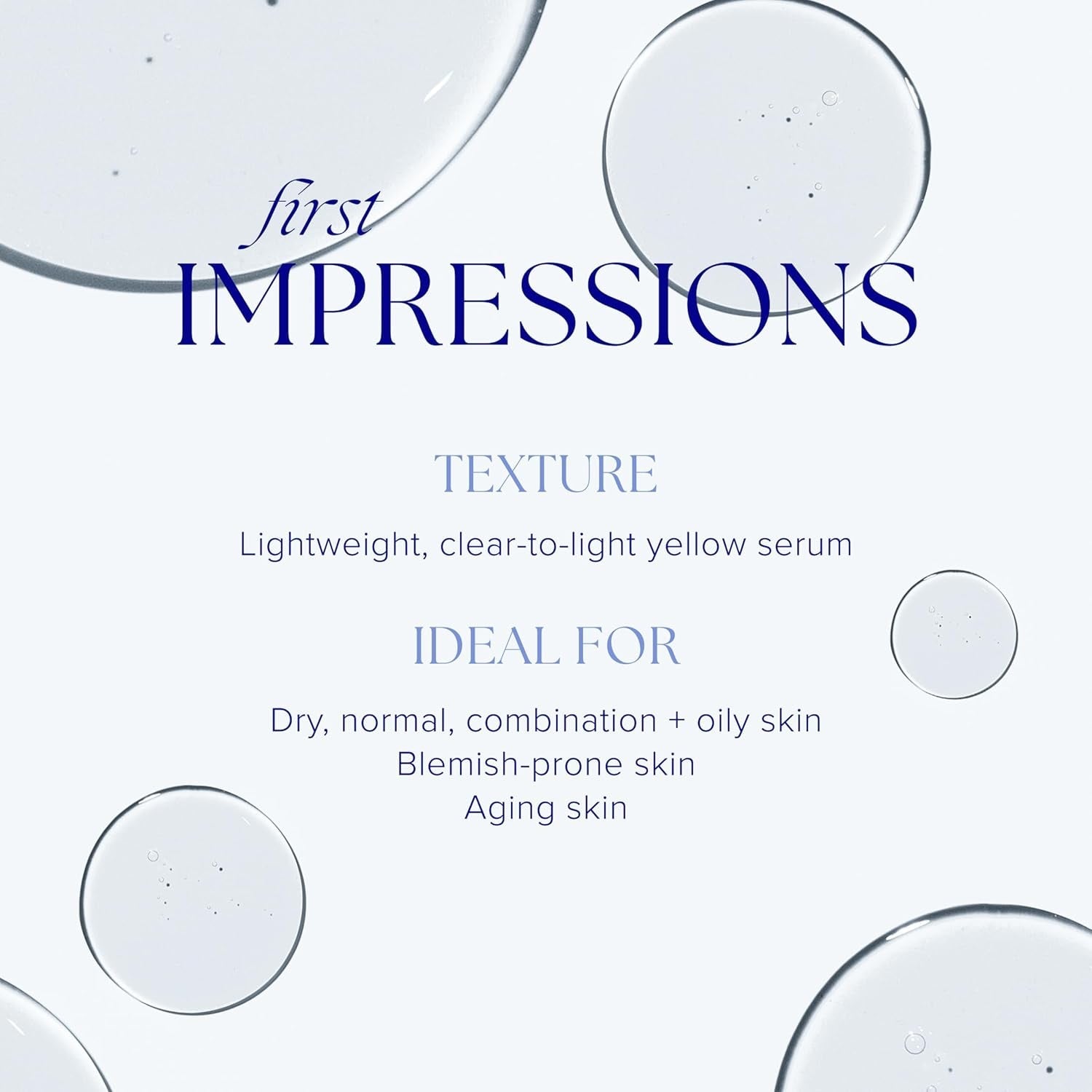 Serum texture graphic with clear-to-light yellow droplet circles