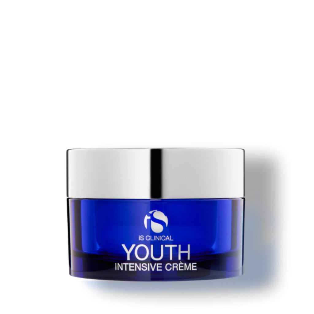 iS Clinical Youth Intensive Creme jar with blue body and white lid