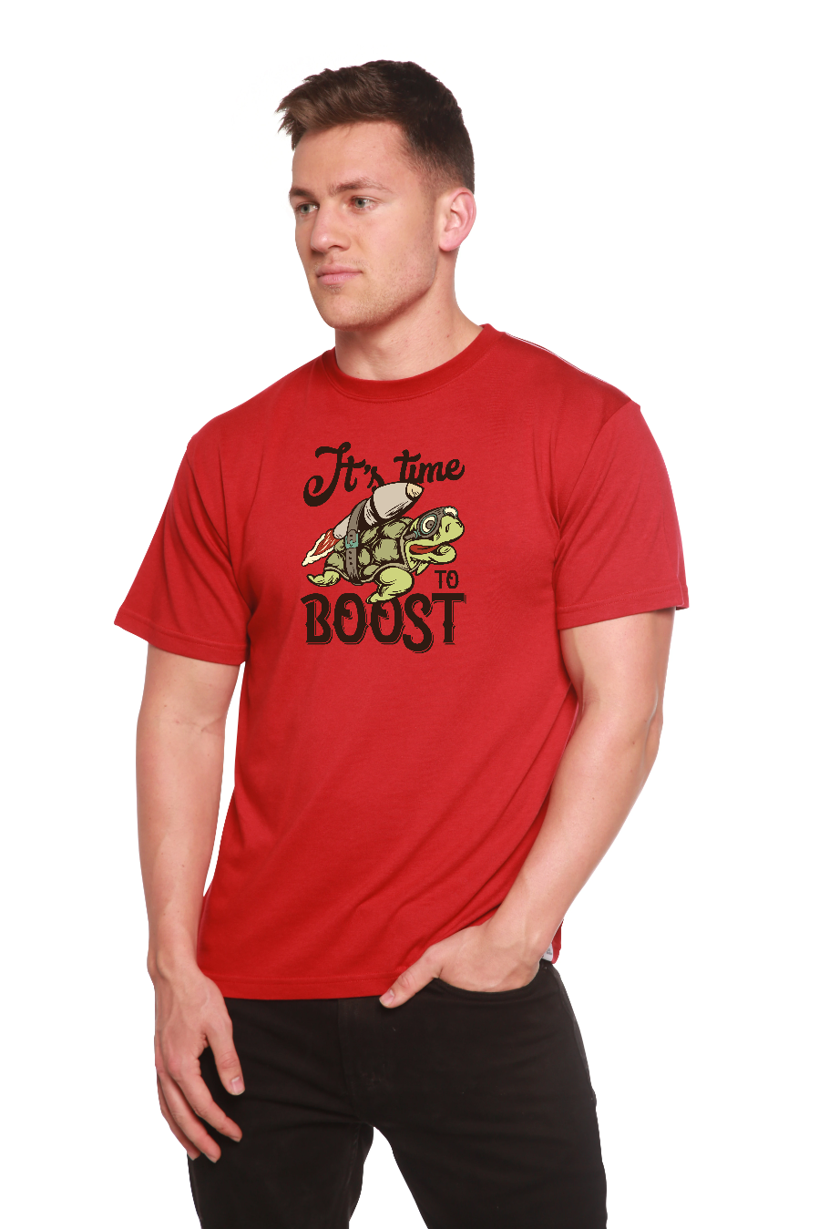 It`s time to BOOST Men's Bamboo Viscose/Organic Cotton Short Sleeve Graphic T-Shirt