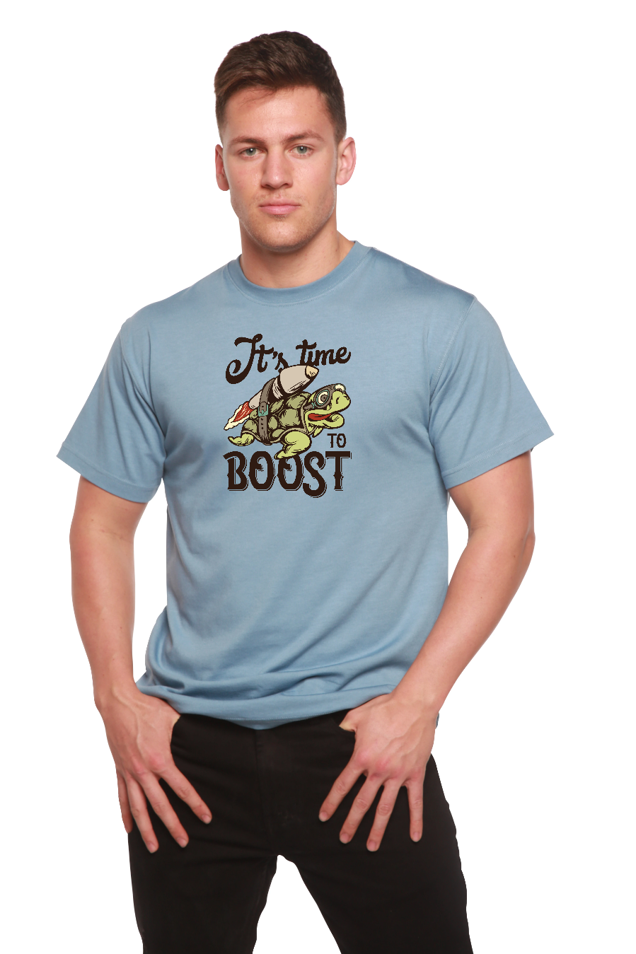 It`s time to BOOST Men's Bamboo Viscose/Organic Cotton Short Sleeve Graphic T-Shirt