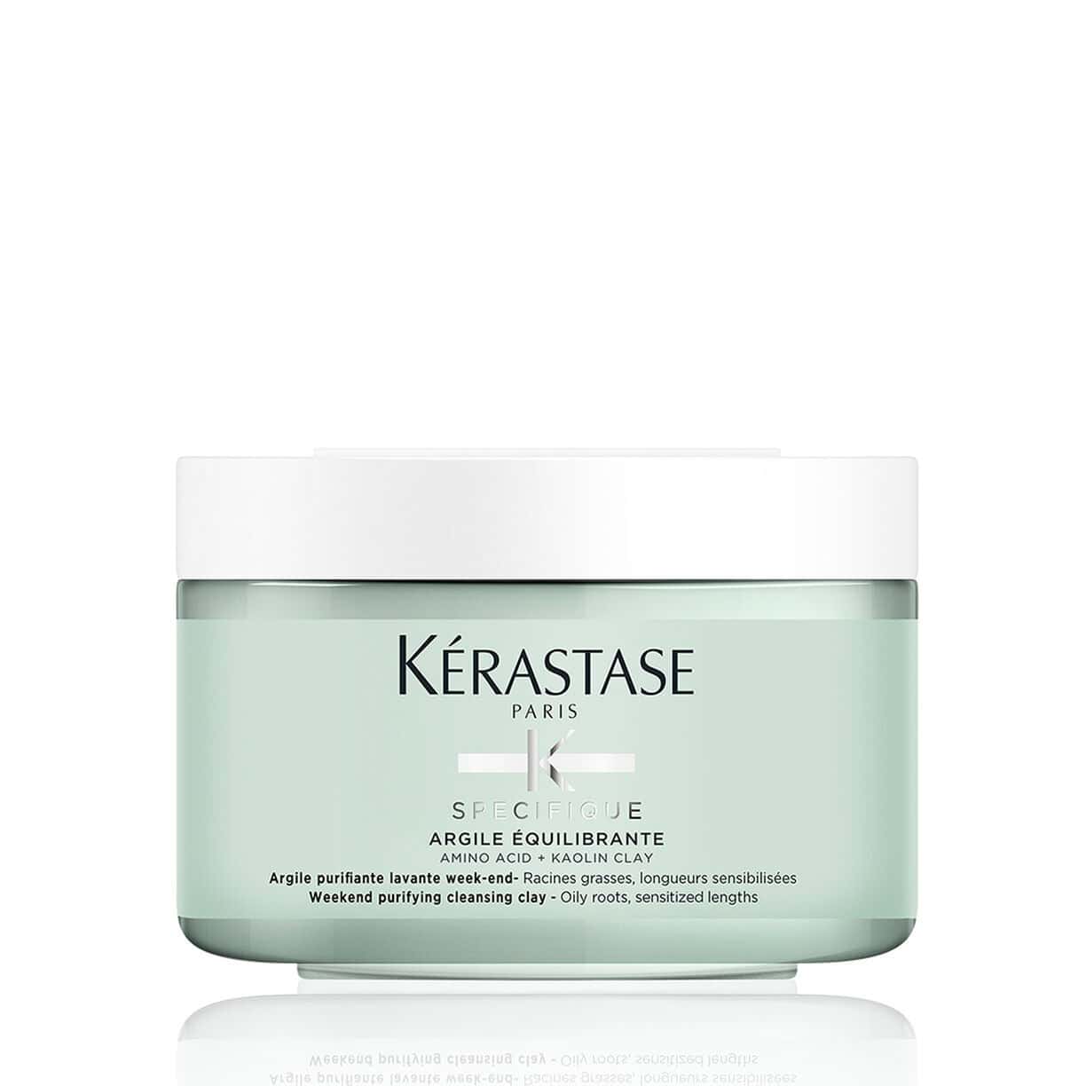 Kerastase cleansing clay mask jar, light green label, white lid