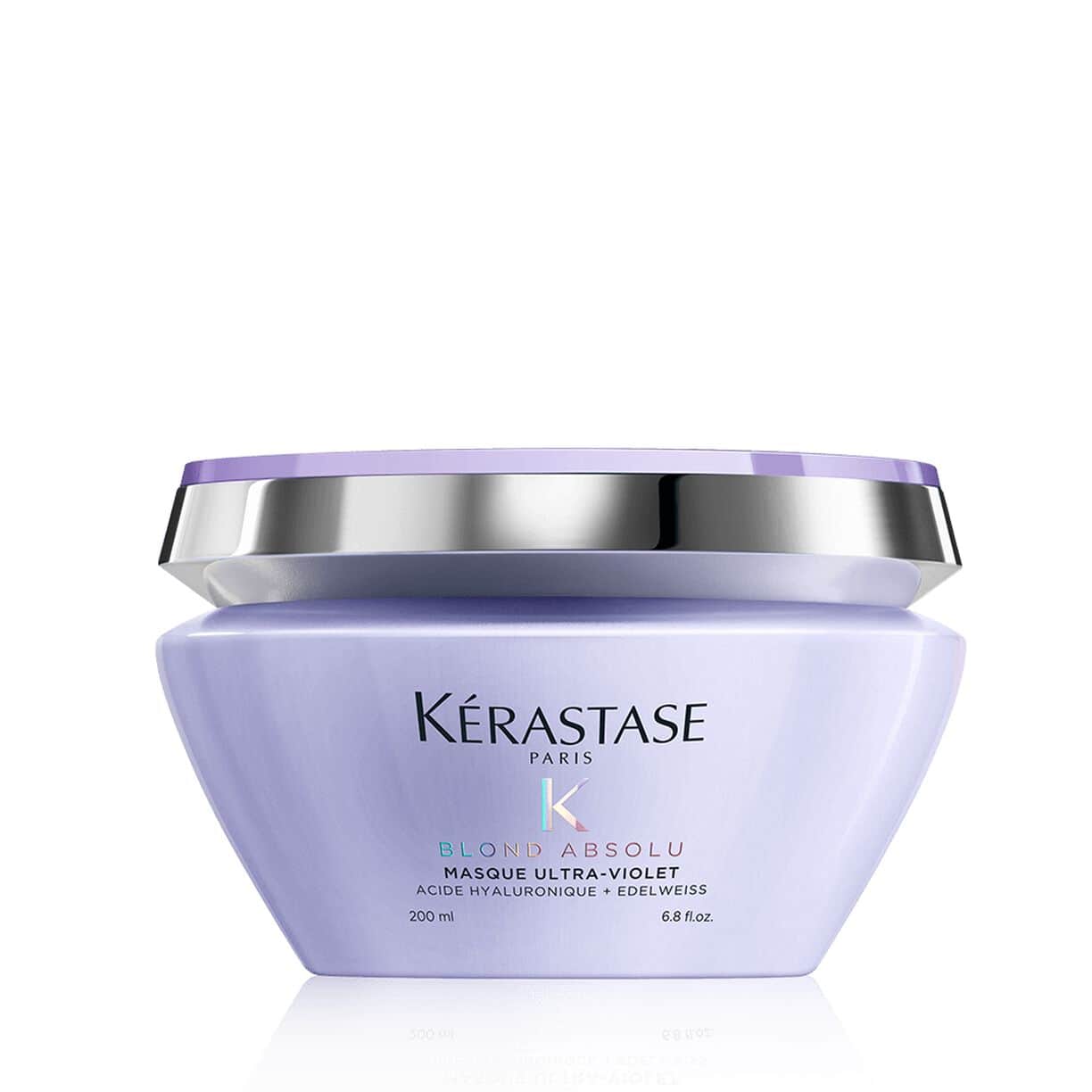 Kerastase Blond Absolu Ultra-Violet hair masque jar, lavender purple with silver lid