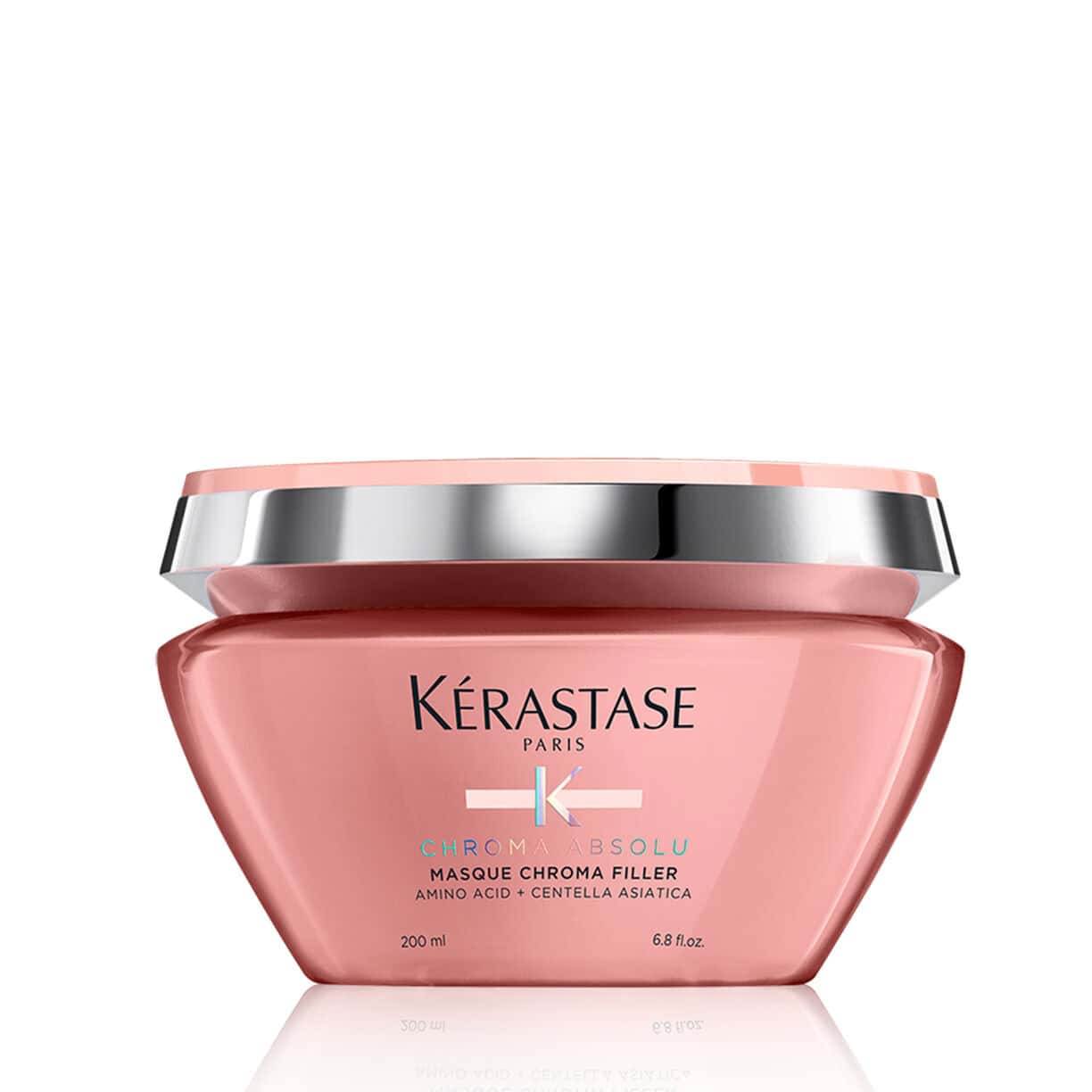 Kerastase Chroma Filler hair mask jar, pink, with metallic lid
