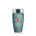 Men's shampoo bottle, dark green with silver cap and Kerastase Paris label