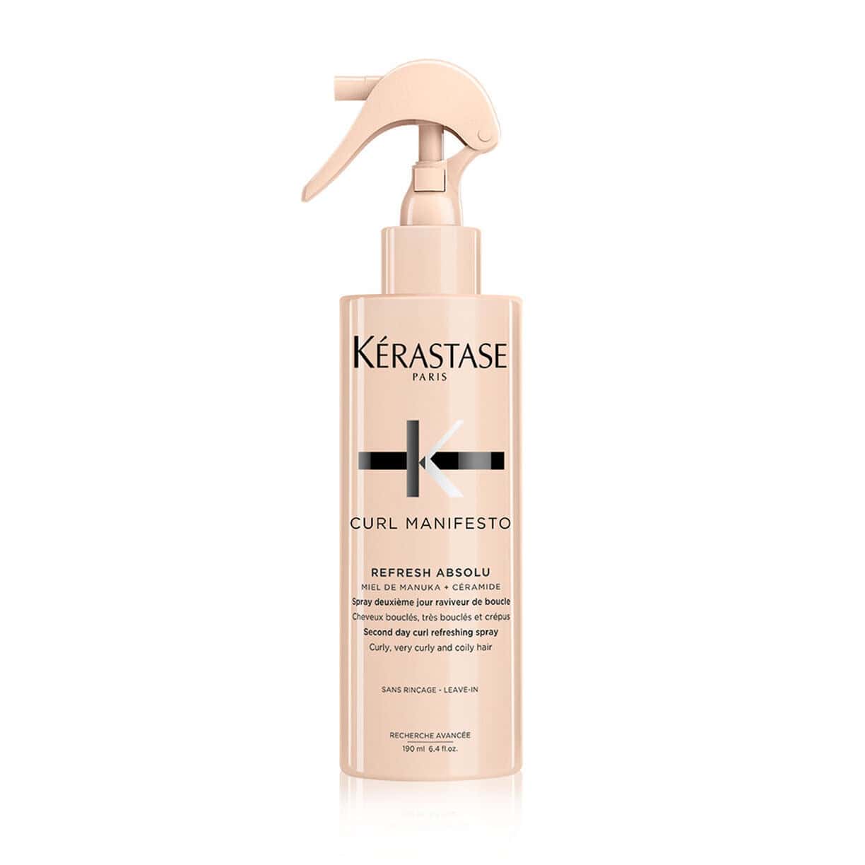 Hair spray bottle: Kérastase Curl Manifesto Refresh Absolu with pump sprayer
