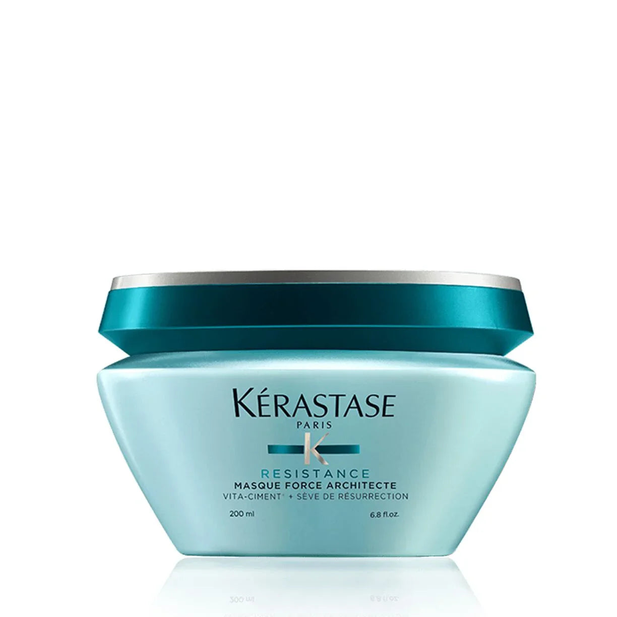 Kérastase hair mask jar with turquoise lid and 'Résistance' label