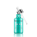 Kerastase Resistance scalp and hair serum bottle with white dropper, teal glass