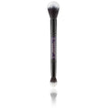 Blush makeup brush with black handle and soft white bristles