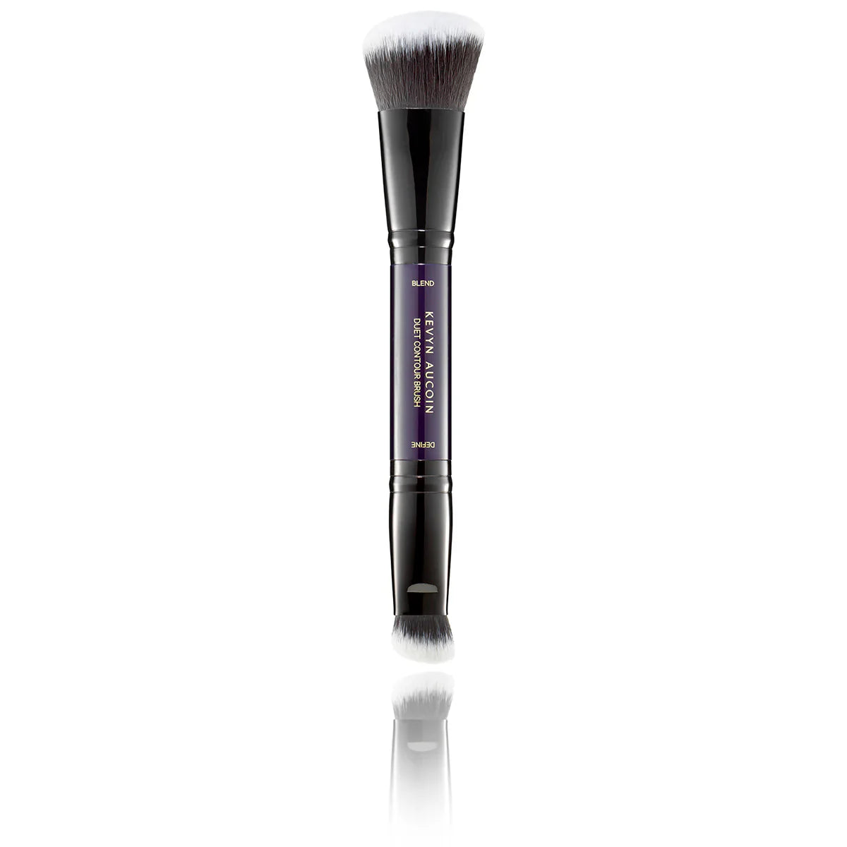 Contour brush with black handle and soft angled bristles