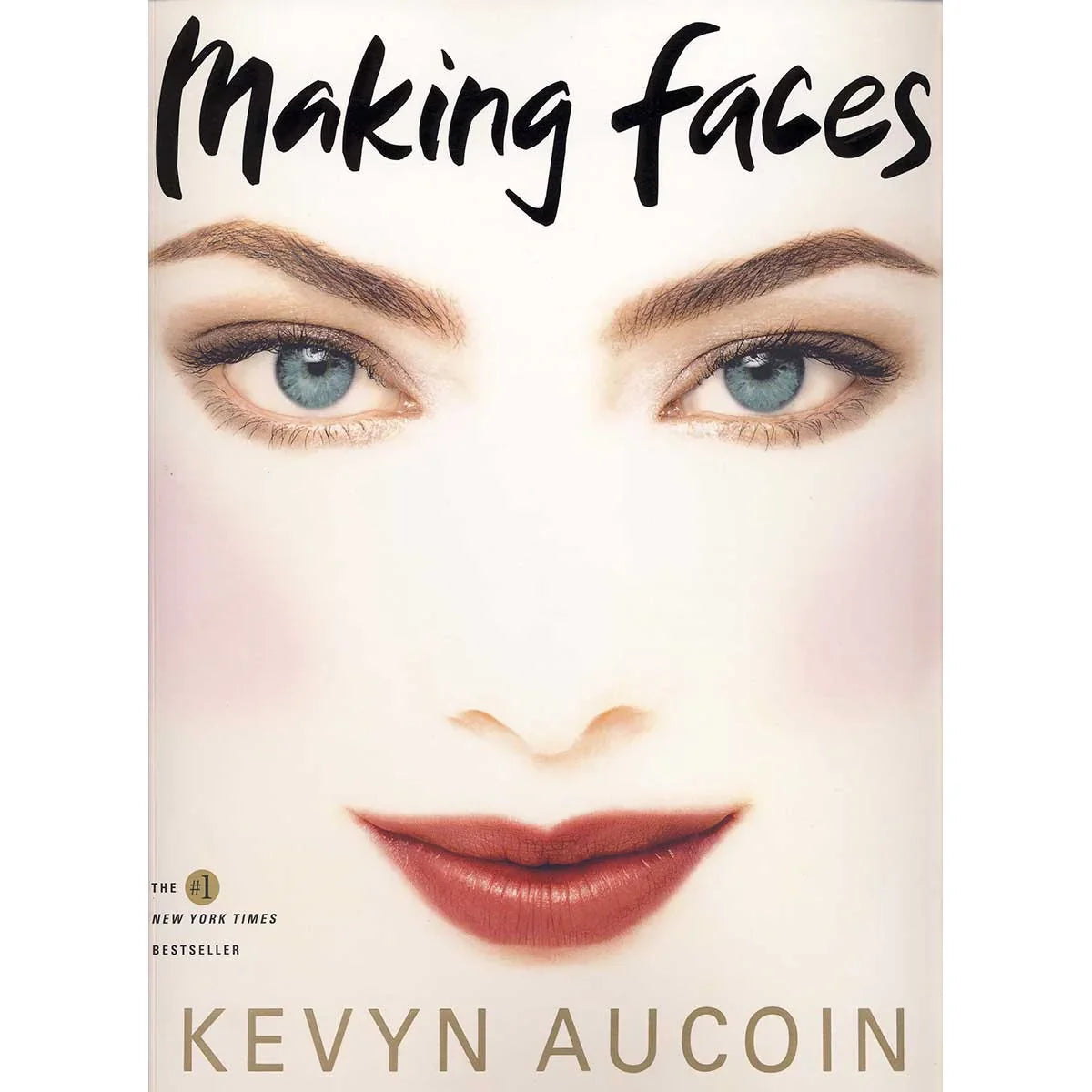 Softcover makeup book with model face, bold title and Kevyn Aucoin branding