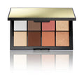 Contour palette with eight pressed powder shades in neutral, brown, and rose tones