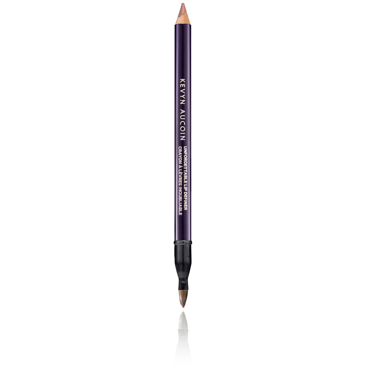 Twist-up lip definer pencil with pointed nude-brown tip.