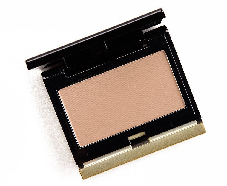 Contour powder compact with mirror, open, medium tan powder in pan