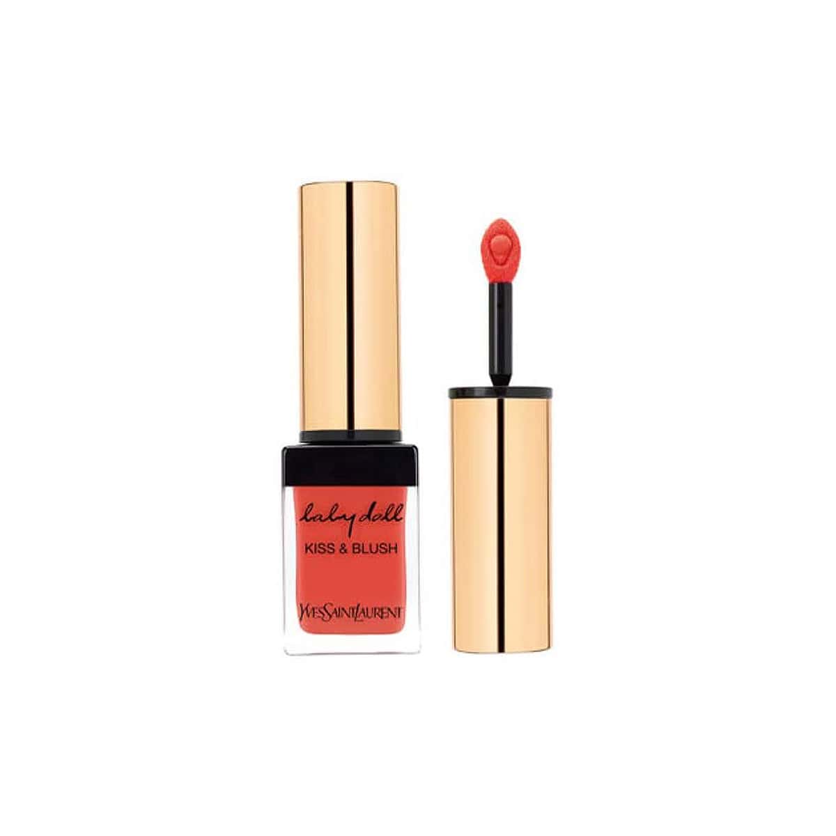 Yves Saint Laurent Kiss & Blush rouge lip color set with gold tube and rose-red applicator