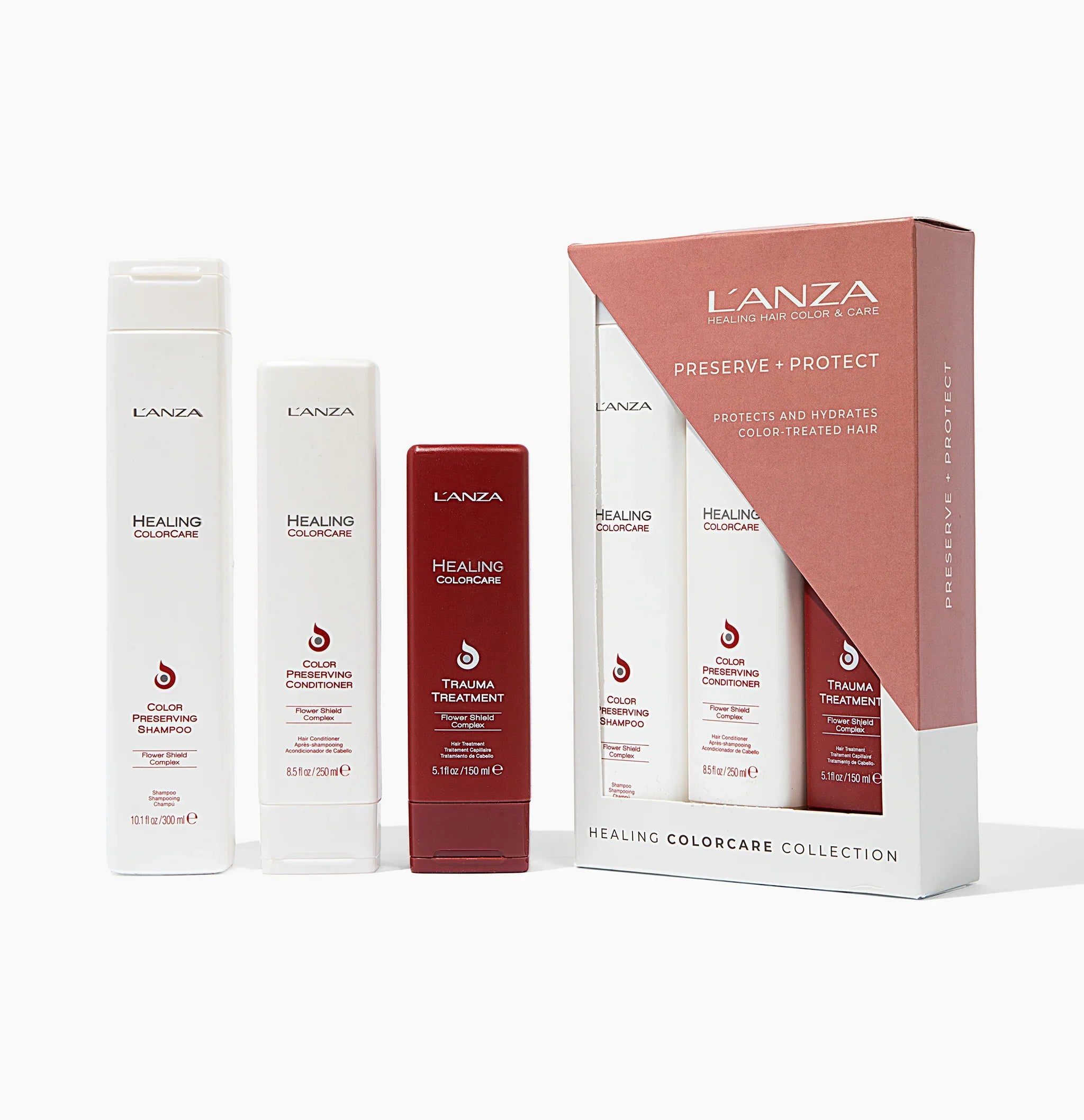 L'ANZA Healing ColorCare trio hair care kit, bottles and box
