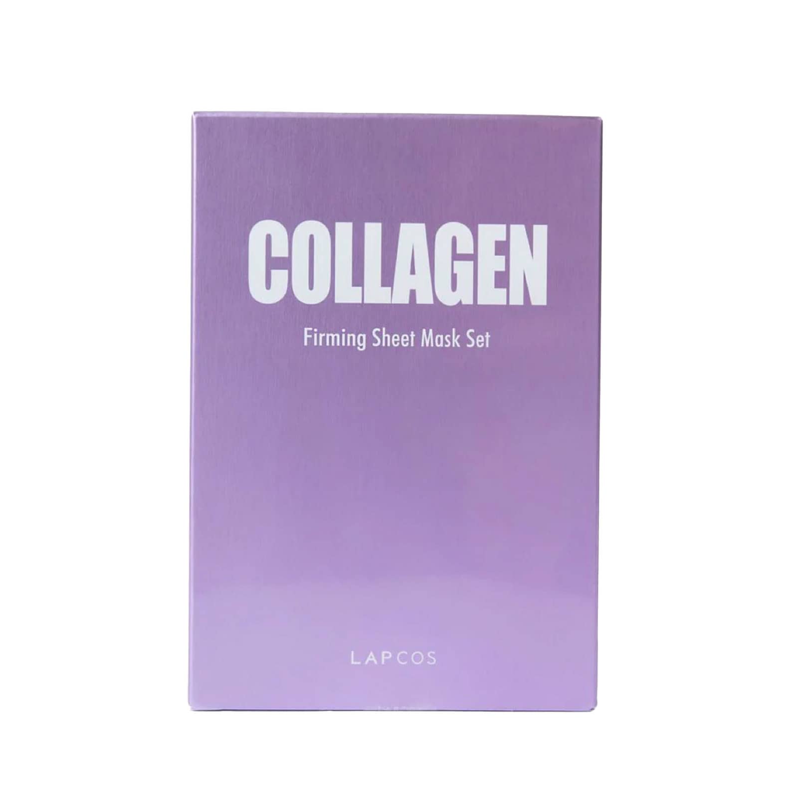 LAPCOS collagen firming sheet mask set in purple box