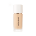 Waterproof foundation bottle with white cap and beige liquid, Laura Mercier.