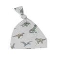 Legendary knot hat for boys, light gray with dinosaur print and bow knot