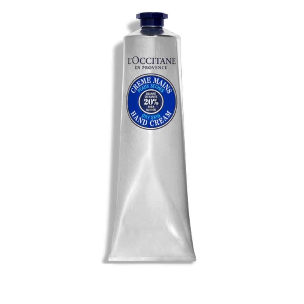 Hand cream tube with blue cap and L'Occitane label
