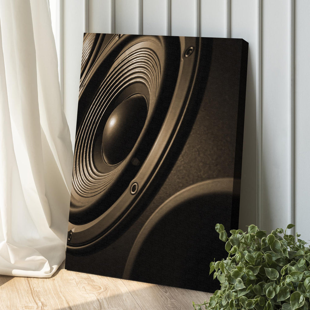 Music Equipment Speakers Sepia Canvas Wall Art