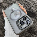 Magnetic Shockproof Transparent Phone Case with Stand | Glass Lens Protection for iPhone 11-16 Series