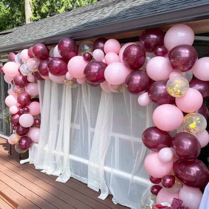 Pink, Burlwood & Gold Confetti Balloon Garland Kit