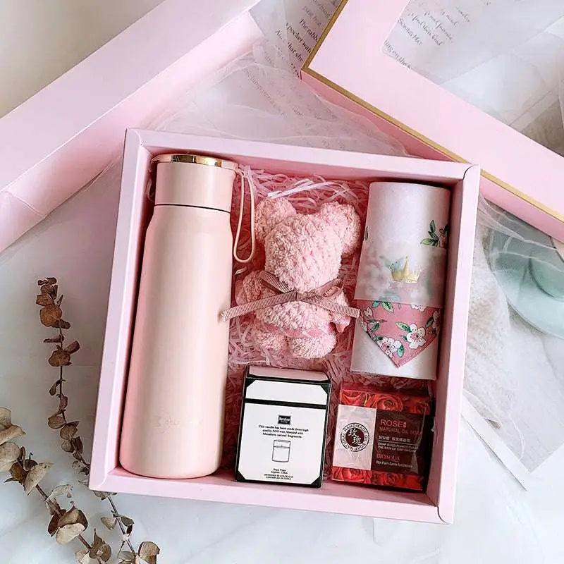 Matte Pink Vacuum Flask Corporate Gift Box