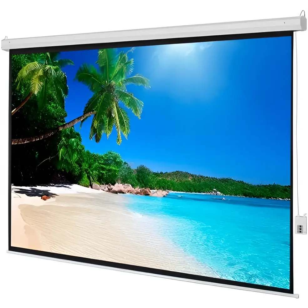 Matte White Motorized Projection Screen with Remote Control