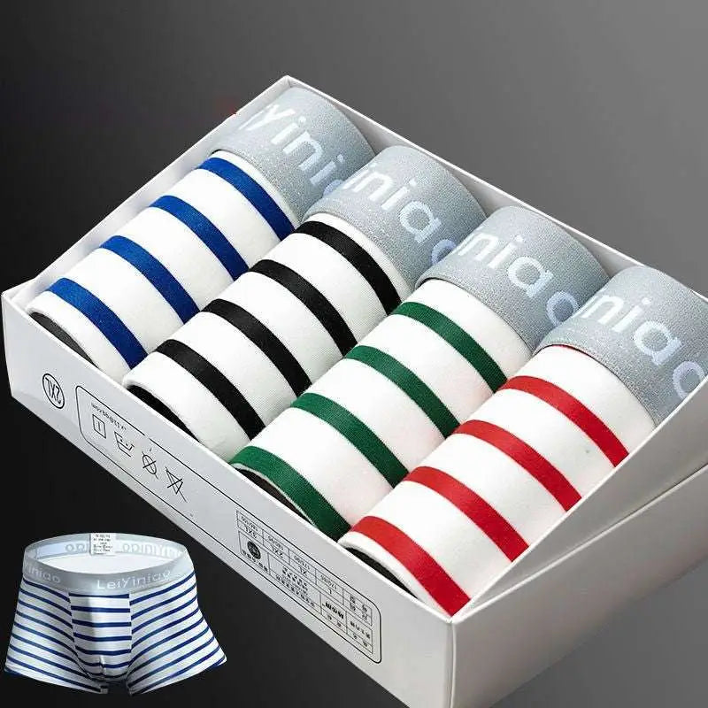 Men's 4 Pack Striped Boxer Set