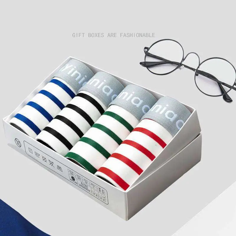 Men's 4 Pack Striped Boxer Set