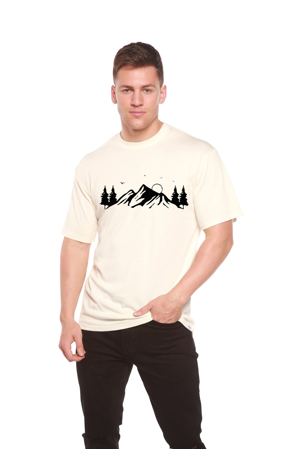 Men's Bamboo Viscose/Organic Cotton Short Sleeve T-Shirt with Print Mauna Kea
