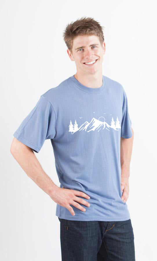 Men's Bamboo Viscose/Organic Cotton Short Sleeve T-Shirt with Print Mauna Kea