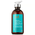 Hydrating styling cream bottle with pump, amber bottle and teal label