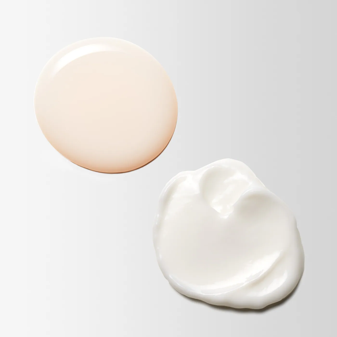 Hydrating cream and gel textures, smooth swirl and pale product drop