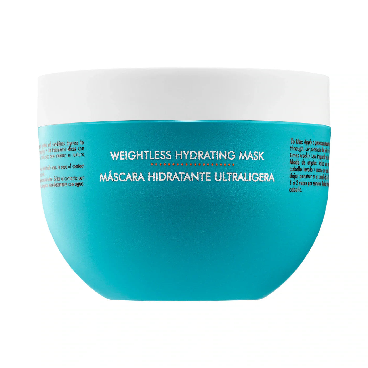 Weightless hydrating mask jar, teal blue tub with white lid