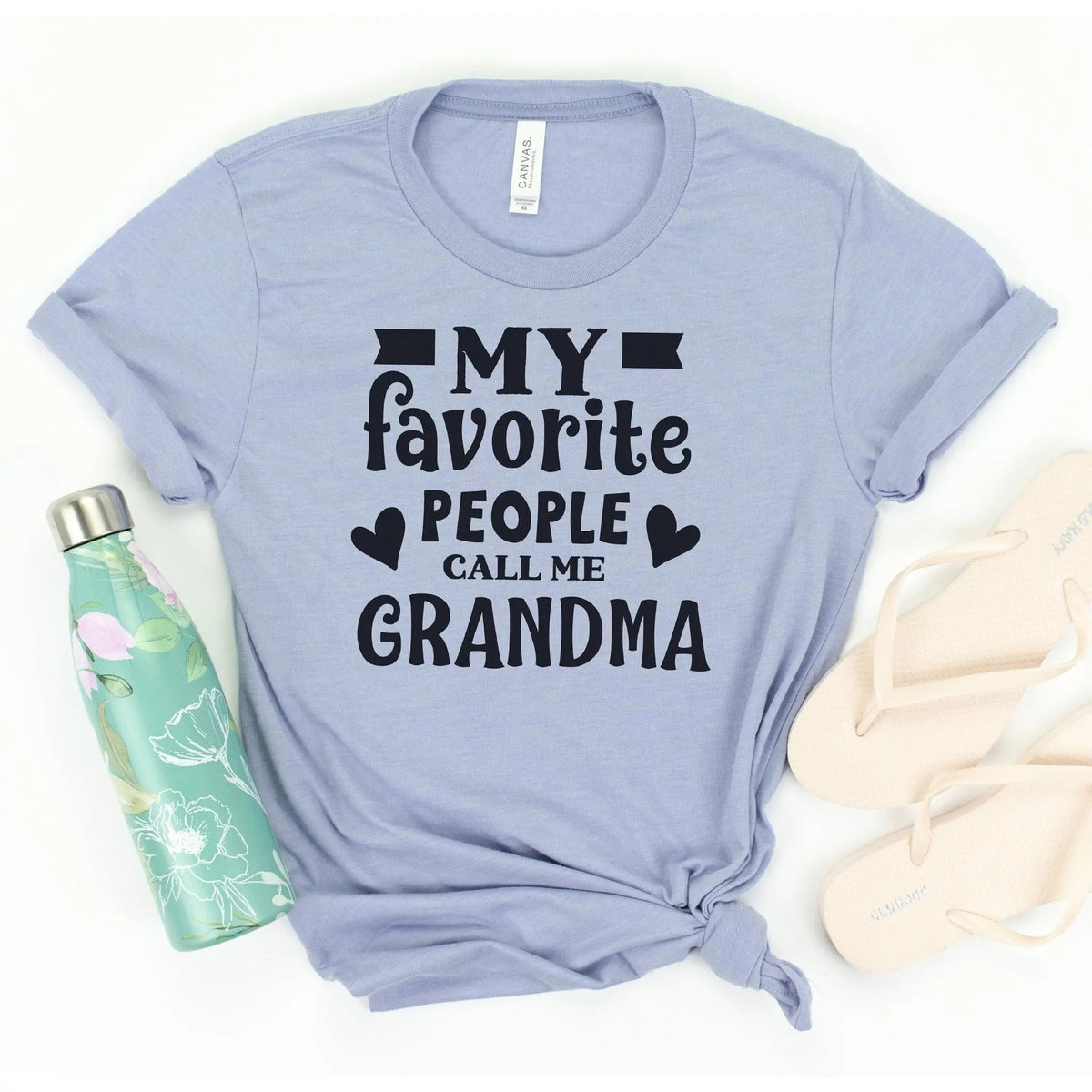 Light blue unisex t-shirt with 'My favorite people call me Grandma' graphic