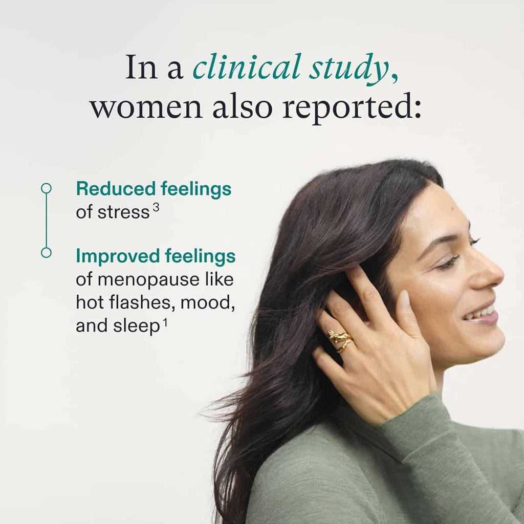 Nutrafol Women’s Balance study text with a woman holding hair near her scalp