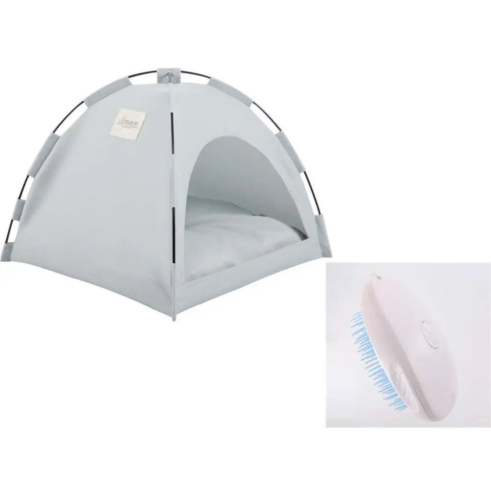 Olive Green Zippered Cat Tent with Metal Frame