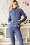HEIMISH ZIP UP ATHLEISURE JACKET WITH POCKETS AND THUMB HOLE