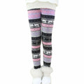 Rysly Girls Winter Thick Warm Fleece Lined Leggings Purple Elk Size 120