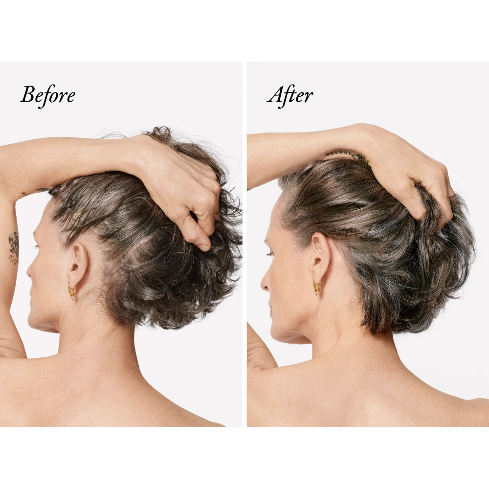 Scalp treatment results: side view hair with fuller-looking volume at roots